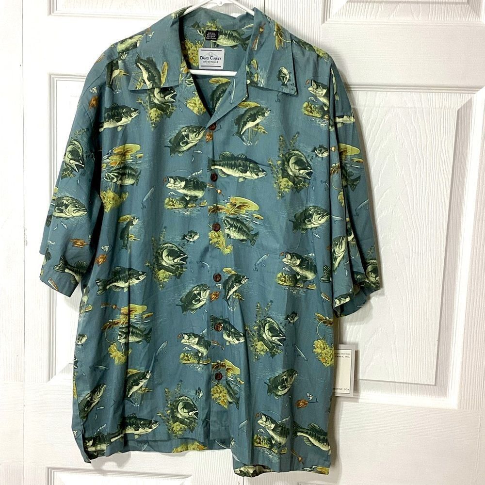 David Carey Originals Bermuda Fish Design Shirt 2XL NWT